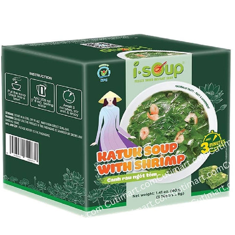 I-Soup Katuk Soup With Shrimp Freeze Dried Instant Soup (Canh Rau Ngót Tôm) - 40g / 1.41oz