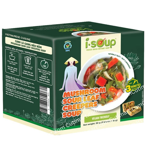 I-Soup Mushroom Sour Leaf Creepers Soup Freeze Dried Instant Soup (Canh Lá Giang Nấu Nấm) - 50g / 1.76oz
