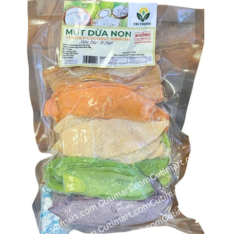 TriFoods Candied Coconut Ribbons (Mứt Dừa Non Miếng) - 500g / 17.6oz
