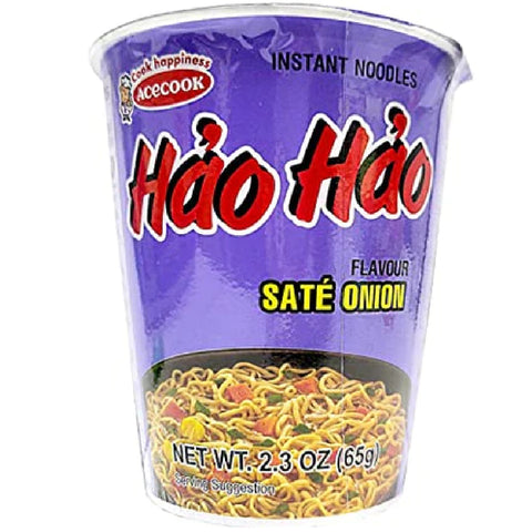 ACECOOK Hao Hao Instant Noodles Cups - Sate Onion Flavor (Mì  Ly Sa Tế Hành) 12 Cups