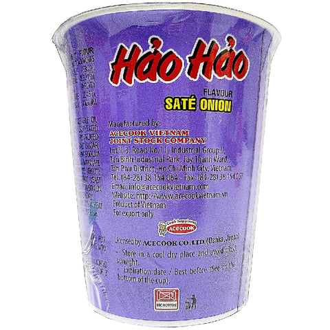 ACECOOK Hao Hao Instant Noodles Cups - Sate Onion Flavor (Mì  Ly Sa Tế Hành) 12 Cups