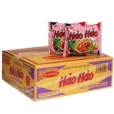 Acecook Hao Hao Vietnam Instant Noodles Spicy Shrimp (1Box/30 Bags)