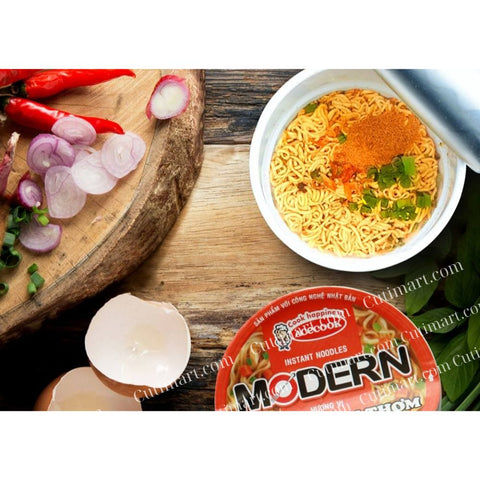 Acecook Modern Shrimp Instant Noodle Cups (Mì Modern Lẩu Thái Tôm) - (1 Box/24 Cups) - 67g