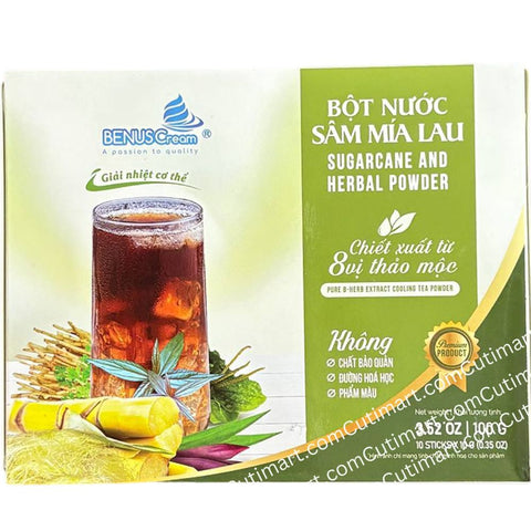 Benus Cream Sugarcane and Herbal Powder (Bột Nước Sâm Mía Lau) - 100g / 3.52oz
