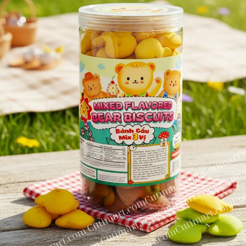 Smile Mixed Flavor Bear Biscuits (Bánh Gấu Mix 3 Vị) - 350g / 12.3oz