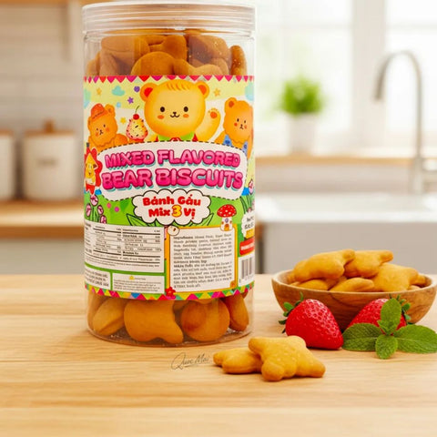 Smile Mixed Flavor Bear Biscuits (Bánh Gấu Mix 3 Vị) - 350g / 12.3oz