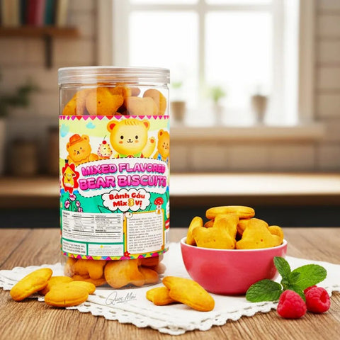Smile Mixed Flavor Bear Biscuits (Bánh Gấu Mix 3 Vị) - 350g / 12.3oz