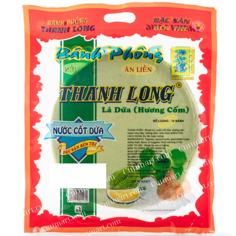 Thanh Long Rice Paper in Pandan Flavor (Bánh Phồng Nước Cốt Dừa Lá Dứa) 11.2oz