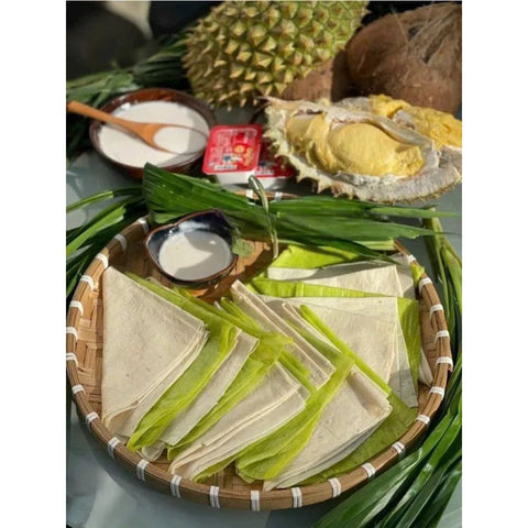 Thanh Long Rice Paper in Durian Flavor (Bánh Phồng Nước Cốt Dừa Sầu Riêng) 11.2oz