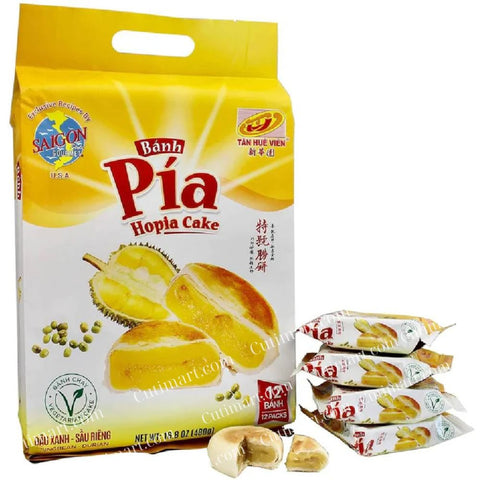 Banh Pia Tan Hue VIen Hopia Cakes, Mungbean - Durian Flavor, 12 count