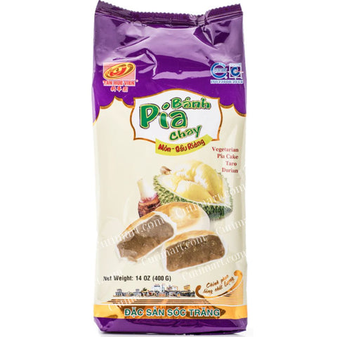 Banh Pia Tan Hue Vien Hopia Cake - Taro Durian Flavor (Khoai Môn Sầu Riêng) - 400g