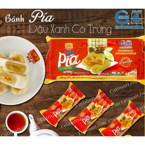 Banh Pia Tan Hue Vien Hopia Cake LOW SUGAR - Mung Bean, Durian, Egg Yolk (Bánh Pía Ít Đường) - 5 Count