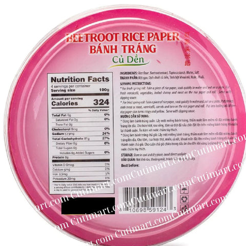 Ao Ba Ba Brand Beetroot Rice Paper (Bánh Tráng Củ Dền) 22cm 14.1 oz