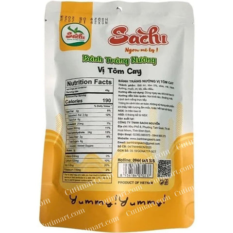 Sachi Grilled Rice Paper With Spicy Shrimp Flavor (Bánh Tráng Nướng Vị Tôm Cay) - 1.59 Oz