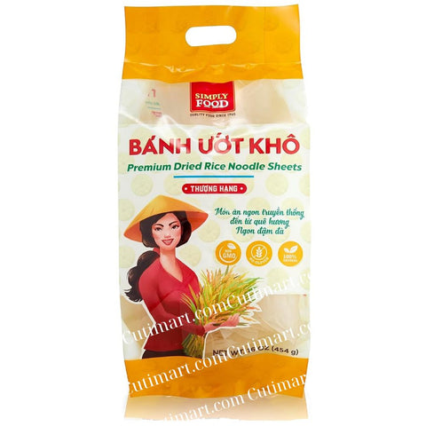 SIMPLY FOOD Premium Dried Rice Noodle Sheets (Bánh Ướt Khô) - 16 Oz