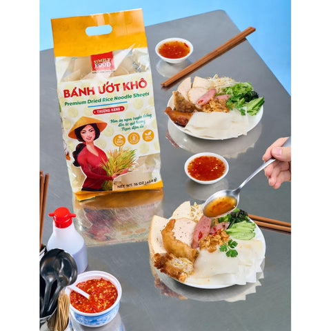 SIMPLY FOOD Premium Dried Rice Noodle Sheets (Bánh Ướt Khô) - 16 Oz