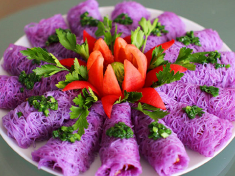 Three Ladies Fine Rice Vermicelli, Purple Color (Bánh Hỏi Tươi Lá Cẩm) - 12 oz