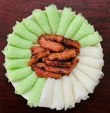 Three Ladies Fine Rice Vermicelli, Pandan Color (Bánh Hỏi Tươi Lá Dứa) - 12 oz