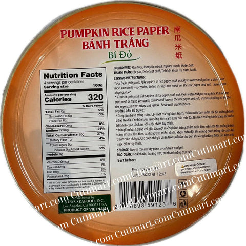 Ao Ba Ba Brand Pimpkin Rice Paper (Bánh Tráng Bí Đỏ) 22cm 14.1 oz