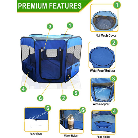 Portable Pet Playpen 45 x45x22" Premium Large Size Puppy Kennel (Lồng Thú Cưng)