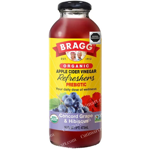 Bragg, Apple Cider Vinegar, Concord Grape & Hibiscus, Prebiotic Refreshers, 16 Fl Oz