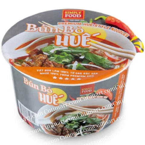 SIMPLY FOOD Instant Spicy Hue Styled Rice Vermicelli Noodles (Bún Bò Huế) - Pack 9