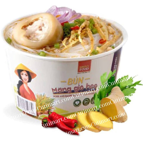 SIMPLY FOOD Instant Pork and Bamboo Shoot Rice Vermicelli Noodles (Bún Măng Giò Heo)