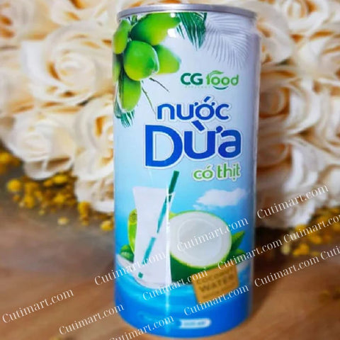 CG Coconut Water With Pulp, Coconut Meat Juice, Nước Dừa Có Cơm Dừa, Pack 6