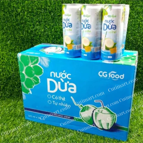 CG Coconut Water With Pulp, Coconut Meat Juice, Nước Dừa Có Cơm Dừa, Pack 6