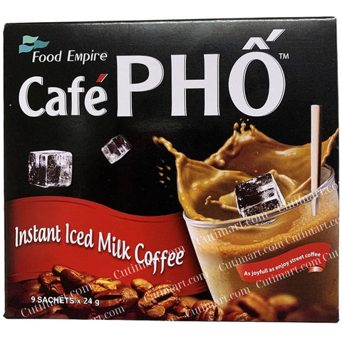 Cafe Pho Instant Iced Milk Coffee (Cà Phê Sữa Đá) - 0.84 Oz - (9 Sachets/Box)