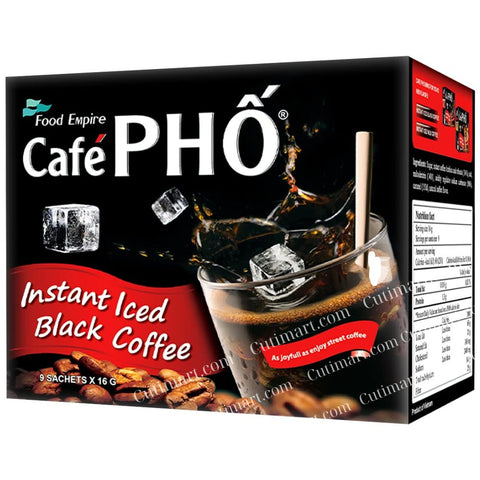 Cafe Pho Instant Iced Black Coffee (Cà Phê Đen Đá) - 16g - (9 Sachets/Box)