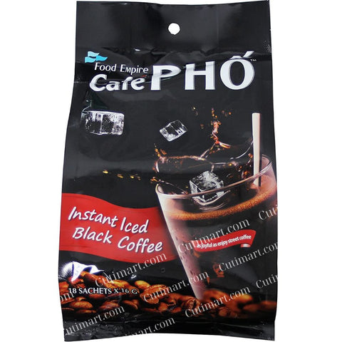 Cafe Pho Vietnamese 3in1 Instant Iced Black Coffee (Cà Phê Đen Đá) - 16g - 18 sachets