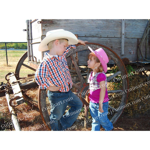 Cowboy Hat with Western Bandanna Dress Up - Pink (Nón Cao Bồi Hồng + Khăn Rằn)