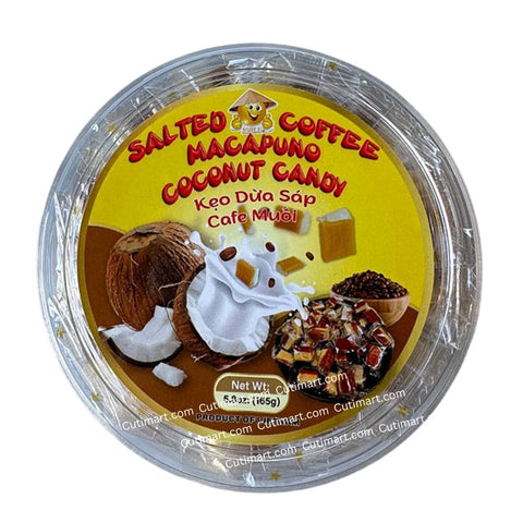 Smile Salted Coffee Macapuno Coconut Candy (Kẹo Dừa Sáp Cafe Muối) - 5.8 oz