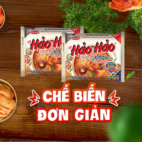 Acecook Hao Hao Instant Noodles - Kimchi Flavor (Mì Kim Chi Hành Hảo Hảo) - (1 Box/30 Bags)