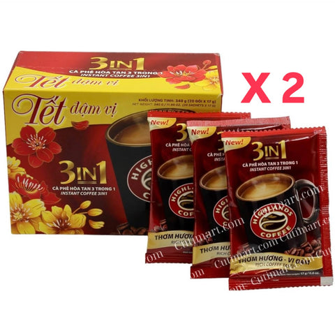 Highland Coffee Instant Coffee 3 in 1, Premium Vietnamese Coffee (Cà Phê Sữa Đá) 17g - 20 sticks