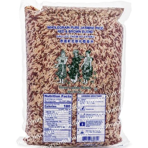 Whole Grain Jasmine Rice Red & Brown Blend (Gạo Lức Đỏ & Nâu) 5 Lbs