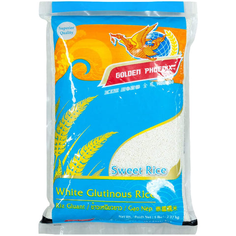 Golden Phoenix Thai Sweet Rice - Premium Sticky Rice for Desserts or Rice Cakes 5 Lbs - Cutimart