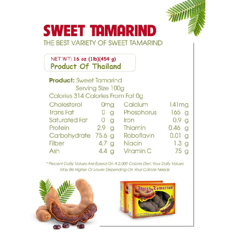 Large Sweet Tamarind Pods, 16 Oz Dried Fresh Tamarindo - Cutimart