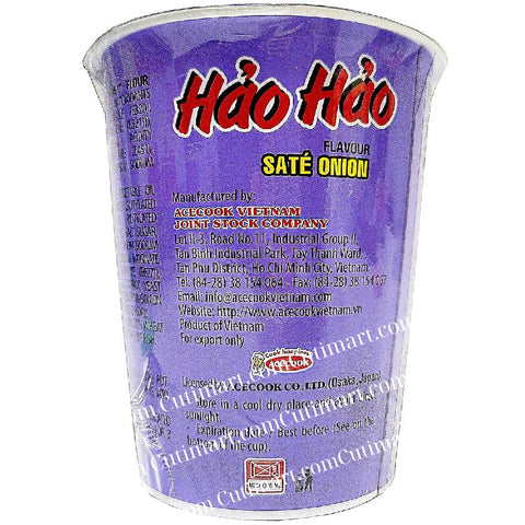 ACECOOK Hao Hao Instant Noodles Cups - Sate Onion Flavor (Mì  Ly Sa Tế Hành) 12 Cups