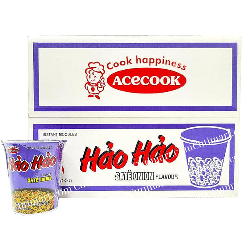 ACECOOK Hao Hao Instant Noodles Cups - Sate Onion Flavor (Mì  Ly Sa Tế Hành) 12 Cups