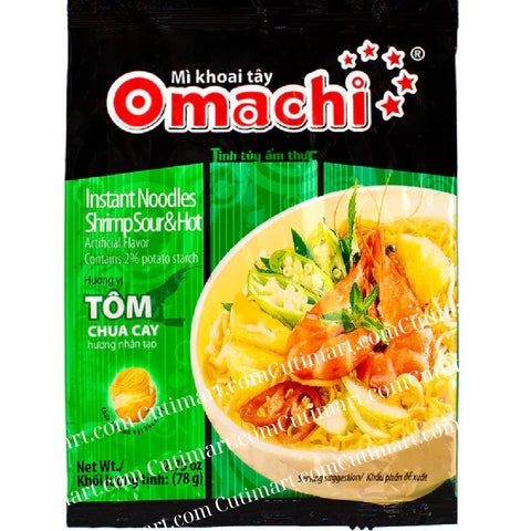 Omachi Instant Noodles-Hot & Sour Shrimp Flavor (Mì Omachi Tôm Chua Cay)- 2.7 oz