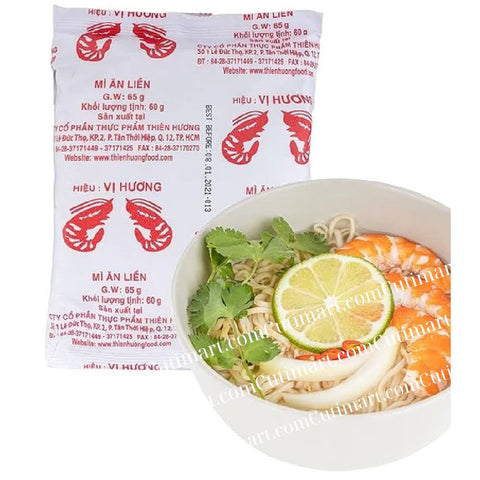 Vi Huong Two Shrimp Instant Noodles - Shrimp Flavor (Mì Vị Hương Tôm) - Pack 10