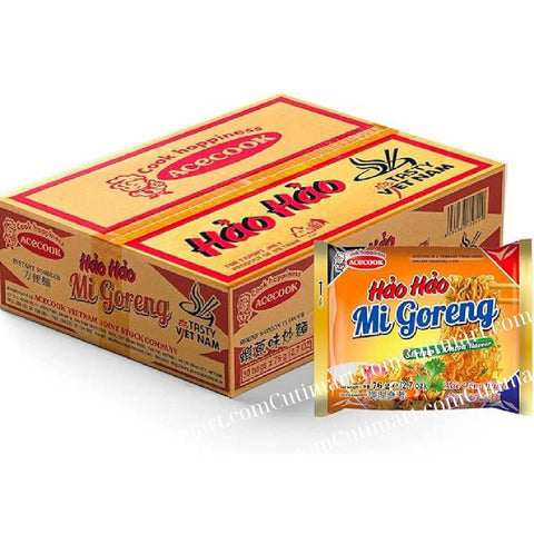 Acecook Hao Hao Mi Goreng Instant Noodles - Shrimp & Onion Flavor (Mì Xào Tôm Hành Hảo Hảo) - (1 Box/30 Bags)