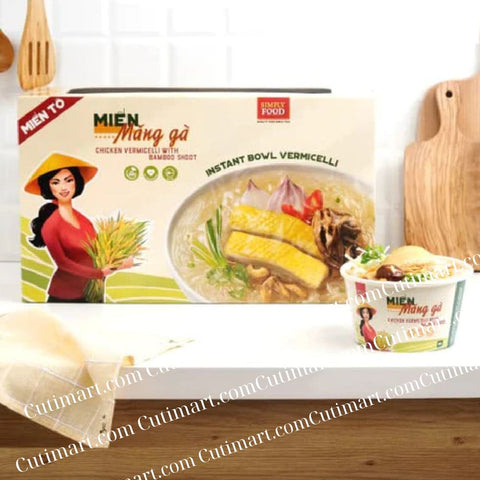 SIMPLY FOOD Instant Chicken and Bamboo Glass Noodles (Miến Măng Gà) - Pack 9