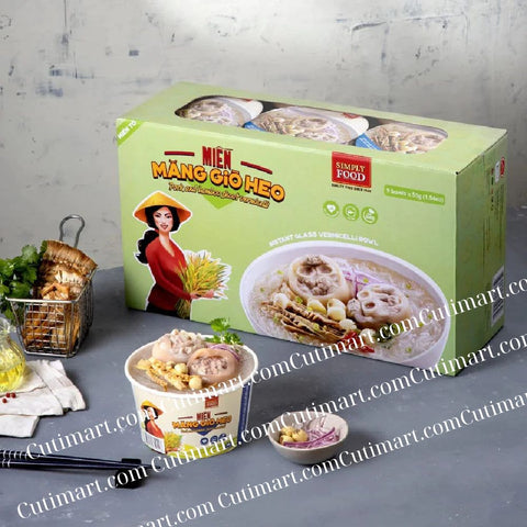 SIMPLY FOOD Pork Bamboo Glass Noodles (Miến Măng Giò Heo) - Pack 9