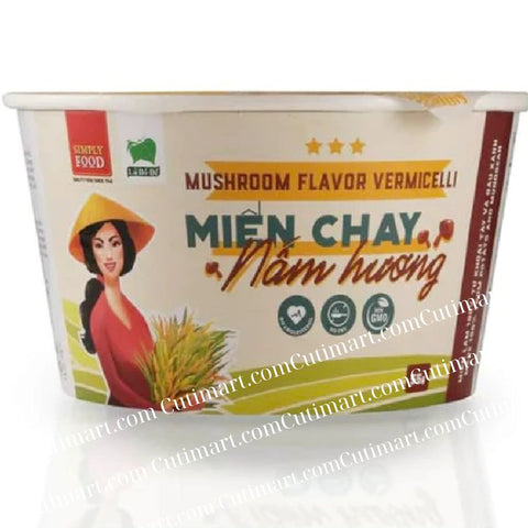 SIMPLY FOOD Mushroom Vermicelli Glass Instant Noodle Bowls (Miến Nấm Hương) Pack 9