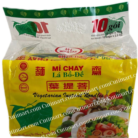 Binh Tay La Bo De Vegetarian Instant Noodles (Mì Chay Lá Bồ Đề) - Pack 10