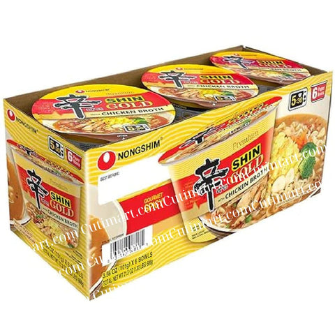 NongShim Bowl Noodle Soup Gold with Chicken Broth, Gourmet Spicy, 3.56 oz