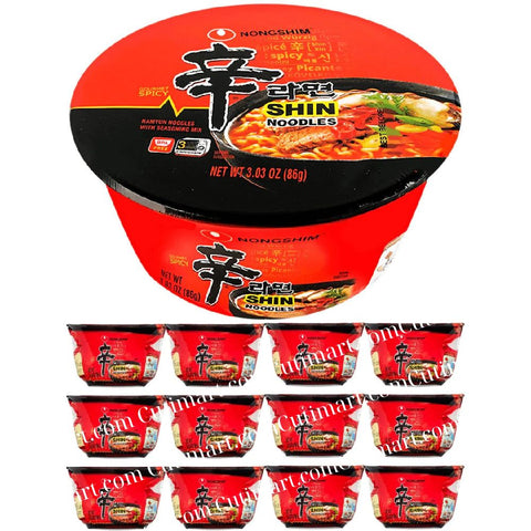 Nongshim Bowl Noodle Shin Ramyun Spicy Beef Ramen 3.03 oz - Pack 12